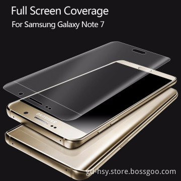 HUYSHE cell phone use screen guard for Samsung Galaxy Note 7 TPU screen protector 9h tempered glass